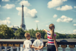 kid tourist visiting paris