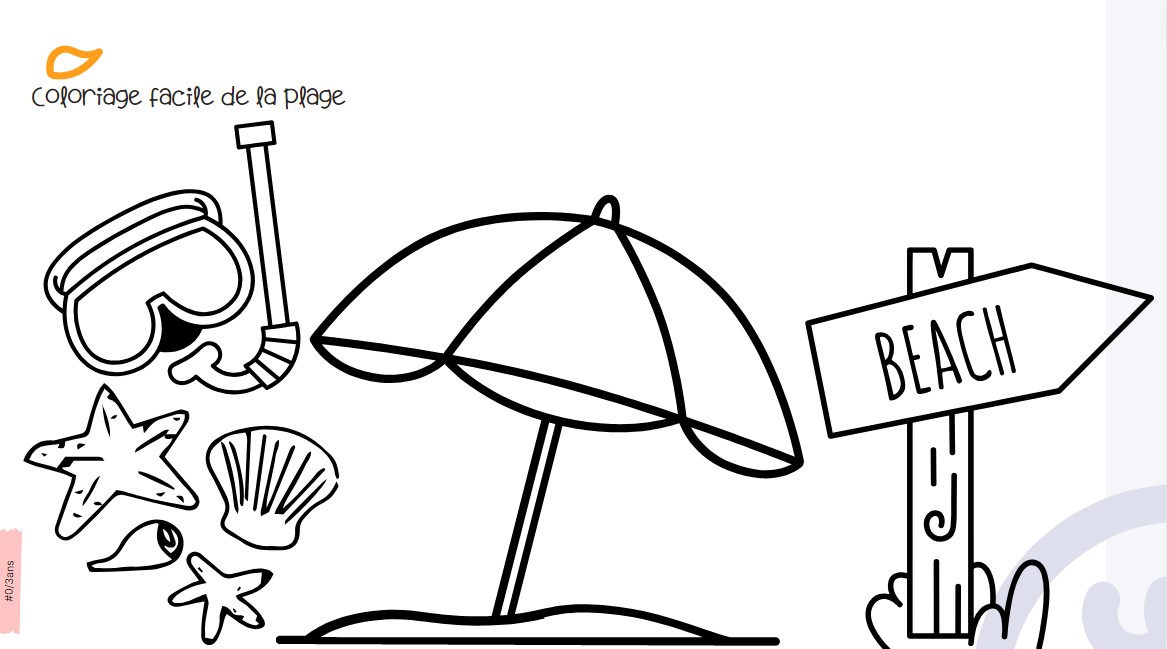 Coloriage facile de la plage