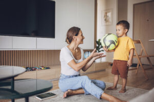 mother and her son at home