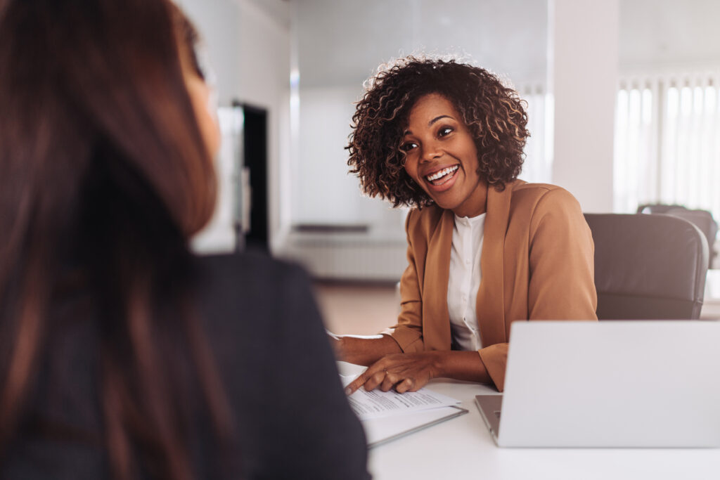 two businesswoman having a meeting