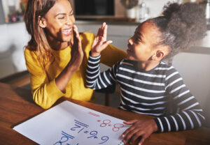 learning to calculate, high five success